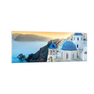 Bilder auf glas - Santorini Griechenland Urlaub Insel - 140x50cm - Glasbilder - Wandbilder - Kunstdruck - Wanddekoration aus Glas - Glas Bilder - Wandbild auf Glas - GAB140x50-2529