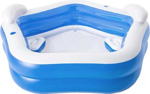 Familienpool, vorgetestetes Vinyl, 2 Ringe, je 2 Kopfstützen, Sitzkissen und Getränkehalter, extra breiter Rand, 2 Sicherheitsventile, Volumen 575 l
