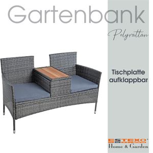 Polyrattan Gartenbank Bank Rattan Sitzbank 2-Sitzer Gartenmöbel Balkonmöbel Grau