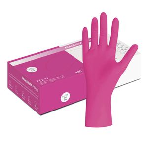 Nitrilhandschuhe Magenta/Pink in Größe M | 100 Stück | Einweghandschuh Latexfrei in Spenderbox | Ideal für Hygienebereiche wie Kosmetik, Lebensmittel