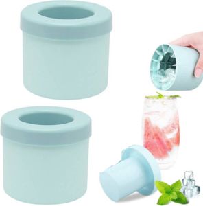 2 kusy válcovité formy na kostky ledu, silikonový tvořítko na kostky ledu, lisovaná forma na kostky ledu s víkem, snadné uvolňování, na mraženou whisky, koktejly, nápoje, modrá barva