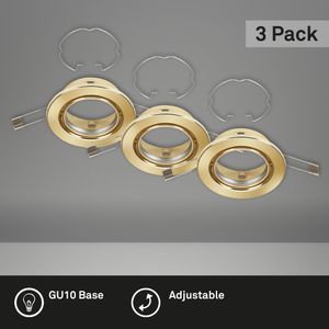 LED Einbauleuchte BRILONER LEUCHTEN RENG, IP23, messing, Metall, inkl., 3x GU10, 3er Set, Ø 8,6 cm
