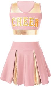 Kinder Mädchen Cheer Lead Kostüm Gr. 158-164 Cm Cheerleading Uniform Kleid Tanktop Mini Faltenrock Set Fasching Karneval Tanz Rollenspiel Bekleidungsset
