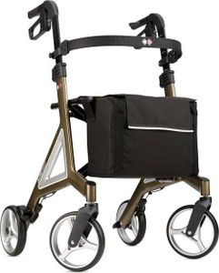 Bischoff & Bischoff Alevo Alu Rollator, faltbar, Leichtgewicht-Rollator für innen und außen, Gehwagen mit stabilem Sitz und abnehmbarer Tasche, Platin