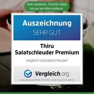 Thiru Salatschleuder - BPA FREI - 2in1 Schleuder & Salatschüssel - Ausgezeichnet mit Note sehr gut – 6L Premium