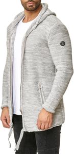 Red Bridge Herren Strickjacke Cardigan mit Kapuze Rough Grau S