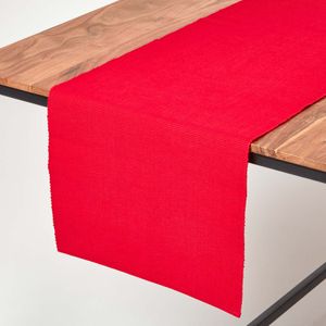 HOMESCAPES Tischläufer aus 100% Baumwolle, rot