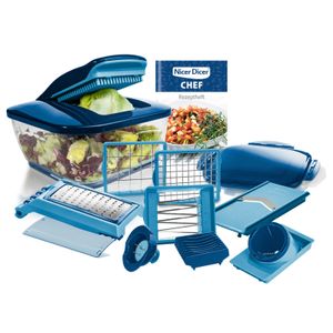 Nicer Dicer Chef Gemüseschneider 15.tlg, Gemüsehobel für die Küche, Zwiebelschneider, Salatschneider Pommesschneider Wellenschneider