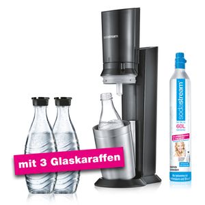 Sodastream Crystal 2.0 inkl. 3 Glaskaraffen, Schwarz