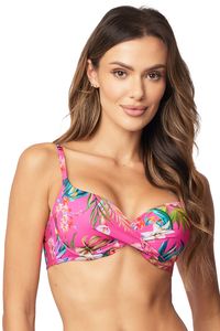 Vivisence Bikini Push-Up BH Dame Bademode Geblümt Regulierbar Klassisch EU 3222, Blumen/Pink,80E