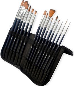 15er Set MozArt Supplies Premium Nylon Malpinsel Größe Pinsel 000–12 Aquarellpinsel Künstlerpinsel
