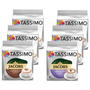 TASSIMO Kapseln Cappuccino Mix-Paket Cappuccino Classic + Cappuccino Choco je 3 Packungen 48 Getränke