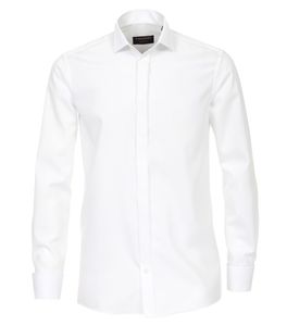 Casa Moda - Evening - Festliches Bügelfreies Herren Hemd mit Kläppchenkragen, weiß und creme (005350), Größe:45, Farbe:Weiß (0)