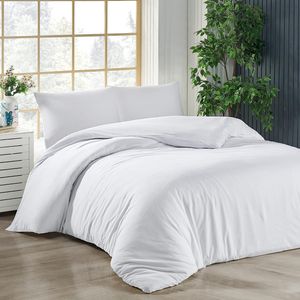 Bettwäsche 200x220 + 2er 40x80 cm Weiß Bettbezug Baumwolle, 3-teilig