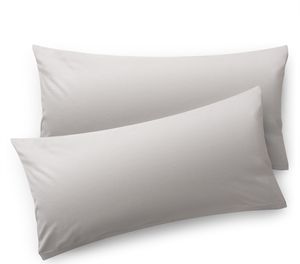 Blumtal Kissenbezug 40x60 cm (2er Set Kissenbezüge) - Hellgrau - 100% Baumwoll-Jersey für Nackenstützkissen