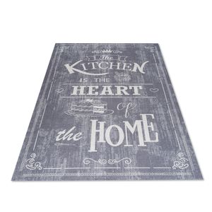 Jungengel Küchenteppich / Küchenläufer Kitchen Heart Home Grau 7x Größen Waschbar & Flach | 180x280 cm