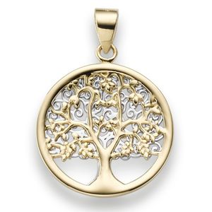 Anhänger Amulett Lebensbaum 585 Gold gelb/weiß bicolor 25x18mm nach Motiv von Gustav Klimt
