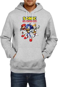 Friends Herren Kapuzenpullover Sweatshirts Sonic the Hedgehog Sega Mascot, M / Grau