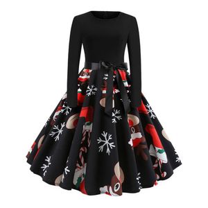 Damen Weihnachtskleid Xmas 50S Flared Swing Casual MIDI Kleid für Party Urlaub - Drucken 1, XL Größe Xl. Farbe Drucken 1