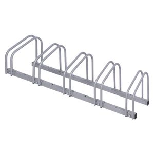 Wiltec Fahrradständer für 5 Fahrräder 1305x320x265mm grau pulverbeschichteter Stahl und für Bodenmontage geeignet Reihenparker Fahrradbügel