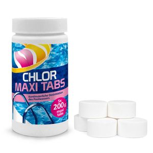Chlortabs für Pool 200g - Langsamlöslich chlortabletten Pool - Desinfektion Chlorung Pool - Pool Chemie - Pflege für Schwimmbad - 1 kg