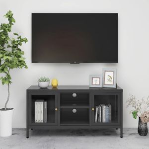 |NEW 2023|Wohnzimmer Stauraumdesign Hängeschrank TV-Schrank Anthrazit 105x35x52 cm Stahl und Glas,im skandinavischen Stil