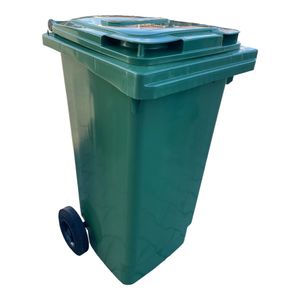Mülltonne Abfalltonne Reststofftonne 120 Liter laufruhige Vollgummi-Räder grün