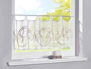 Scheibengardine Stickerei Transparent HxB 40x115 cm Wind Schlaufen Bitrogardine Küchenfenster Sichtschutz
