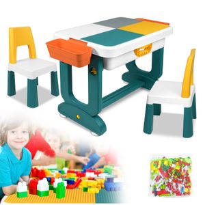 LZQ 6 in1 Kindertisch Aktivitätstisch Spieltisch Kinderschreibtisch mit Stauraum Kindersitzgarnitur Bausteintisch Sandtisch Wassertisch