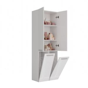 ADGO® Nel Badezimmer Schrank mit 2 Wäschekörben Hoher Badezimmerschrank