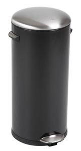 Retro Treteimer mit markanten Griffen und Kugelkappe | 30 Liter, HxØ 68,5x29,2cm | Kunststoff-Inneneimer | Schwarz
