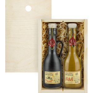 Set mit 2 Jaros Mets (Honigwein Koronny Dwójniak-Halber /AM Dwójniak-Halber) Geschenkset in einer leichten Holzbox | 500ml | 16% Alkohol Metwein | Polnische Produktion