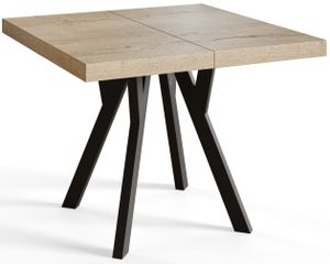 Čtvercový jídelní stůl RICO, rozkládací stůl, velikost: 90-190X90X77 cm, barva stolu v obývacím pokoji: HALIFAX, s dřevěnými nohami v černé barvě