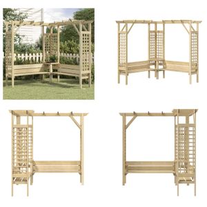 vidaXL Eckpergola mit Bank Kiefernholz Imprägniert - Pergola - Pergolas - Gartenpergola - Gartenpergolas