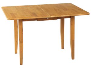 BELIANI Esstisch heller Holzfarbton Gummibaumholz 90/120 x 60 cm Ausziehbar mit Schublade Massivholzbeine Rechteckig Retro Design