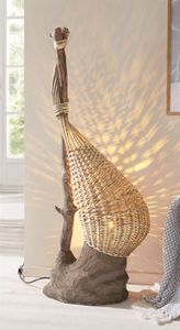 Design Stehlampe "Embraced" aus Holz & Weide, 98 cm hoch, Deko Standleuchte