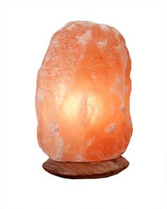 Salzlampe (2–3 kg), Dimmschalter, auf Holzständer – Nachtlicht