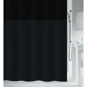 Spirella Anti-Schimmel Duschvorhang - Anti-Bakteriell, waschbar, wasserdicht, Polyester, „Urbanko“ Schwarz 240x180 cm