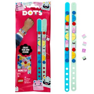 LEGO 41923 DOTS Monster Freundschaftsarmbänder, Kinderschmuck, 2 x Kinderarmband mit 32 Steinchen, Basteln für Kinder