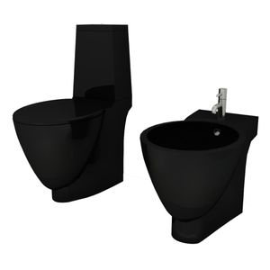 keramická WC a bidetová súprava vidaXL čierna