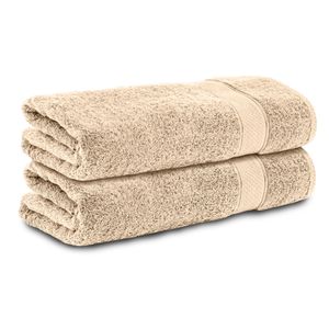Komfortec 2er Handtuchset aus 100% Baumwolle, 2 Handtücher 50x100 cm Set, Frottee, Weich, Beige