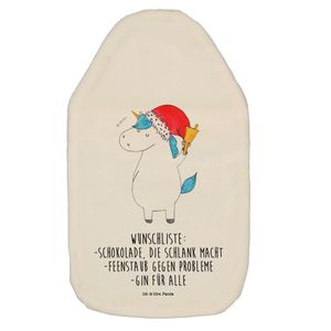 Mr. & Mrs. Panda Wärmflasche Einhorn Weihnachtsmann - Weiß - Geschenk, Wärmflaschenbezug, Feenstaub, Einhorn Deko, Einhörner, Wärmekissen, Pegasus, Unicorn, Körnerkissen