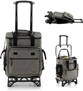 COSTWAY 3 v 1 Nákupný vozík 40L, Izolovaná chladiaca taška odnímateľná s kolieskami a nastaviteľnou rukoväťou, pojazdný chladiaci vozík skladací na kempovanie, piknik, nakupovanie
