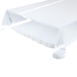 Glasklar Tischdecke Eckig 110x140 cm; aus hochwertigem EVA abwischbar rutschfest mit weißer Vinylspitze, Größe wählbar
