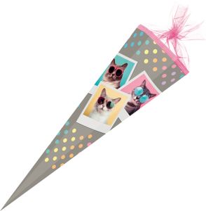 Nestler Schultüte Cool Cats 85 cm 6-eckig Tüll/Textilborte