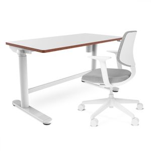 SANODESK Höhenverstellbarer Kinderschreibtisch/ergonomischer Schreibtisch - 100×60 SD1 (mit Stuhl, Weiß)