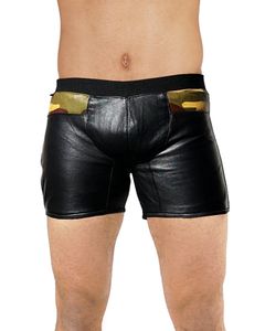 Bockle® Boxer Camouflage Leder Shorts Lederhose kurz Echtleder Herren Leder Pants, S