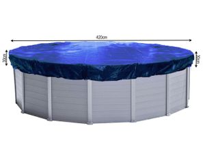 Abdeckplane Pool Rund Planenmaß 480cm für Pools 380 bis 420 cm Durchmesser Winterabdeckplane Poolabdeckung 200g/m² Blau