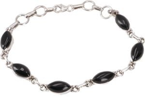 Indisches Boho Silber Armband - Onyx, Violett, SterlingSilber, 20*1 cm, Armreifen & Armbänder aus Silber