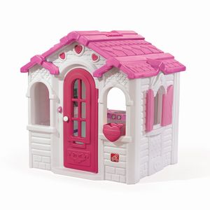 Step2 Sweetheart Spielhaus in Rosa / Weiß | Kunststoff Spielhaus für Kinder mit Klingel und Zubehör